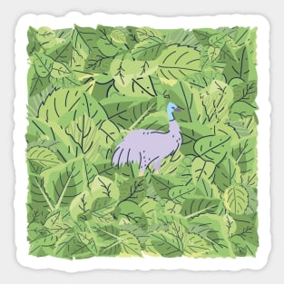 Emu Bird in Leaves Sticker